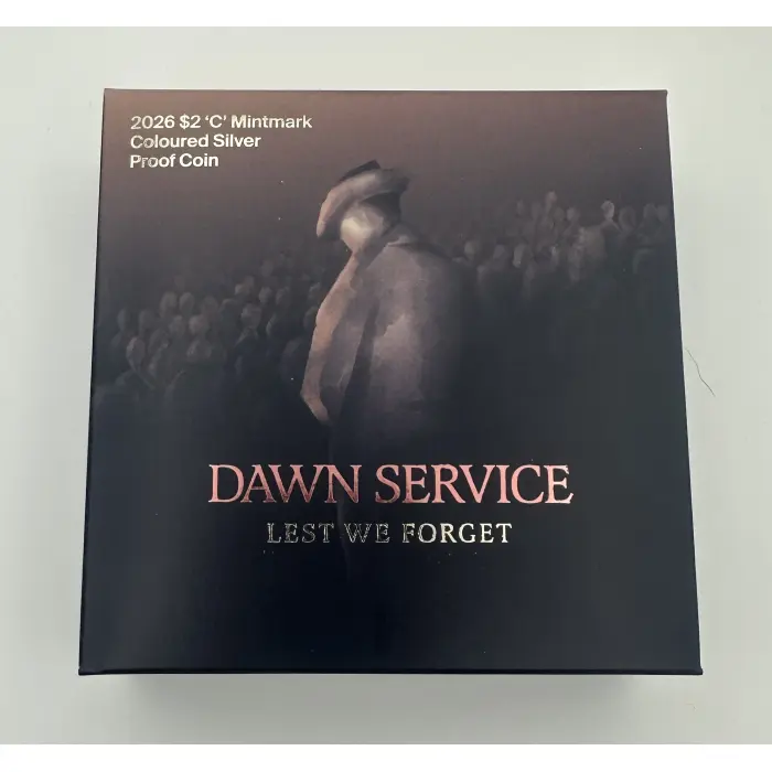 2026 $2 ‘C’ Mintmark Dawn Service Anzac Lest We Forget Silver Proof