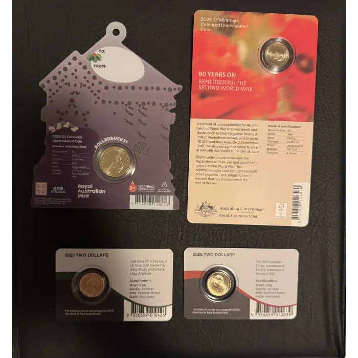 $2 Bluey Christmas Card + 2x 2025 Anniversary of The End Of WW11 