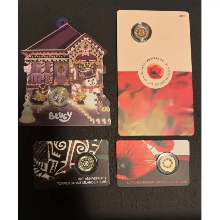 $2 Bluey Christmas Card + 2x 2025 Anniversary of The End Of WW11 