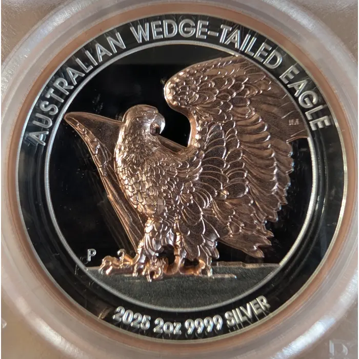 2025 $2 2oz Silver Wedge-Tailed Eagle PR70 (Rose Au  Gilt) P Mintmark #61287550
