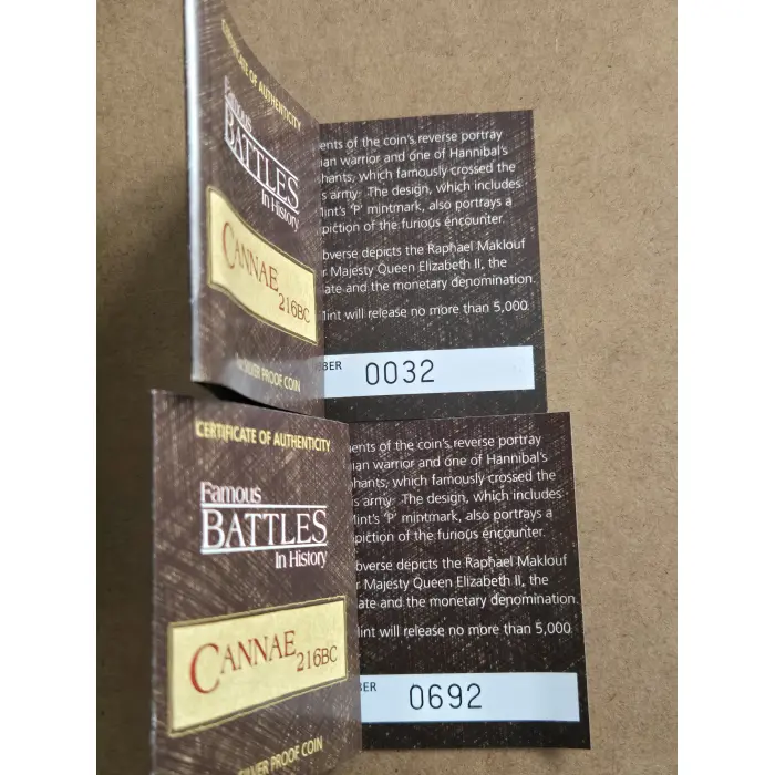 2009 Famous Battles in History Cannae 1oz silver proof coin