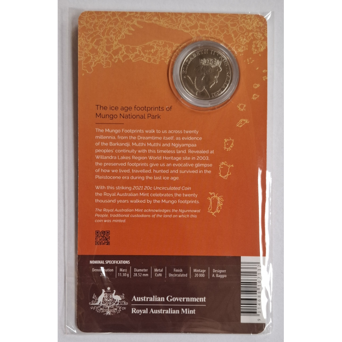 2021 20c Footprints In Time Carded Coin