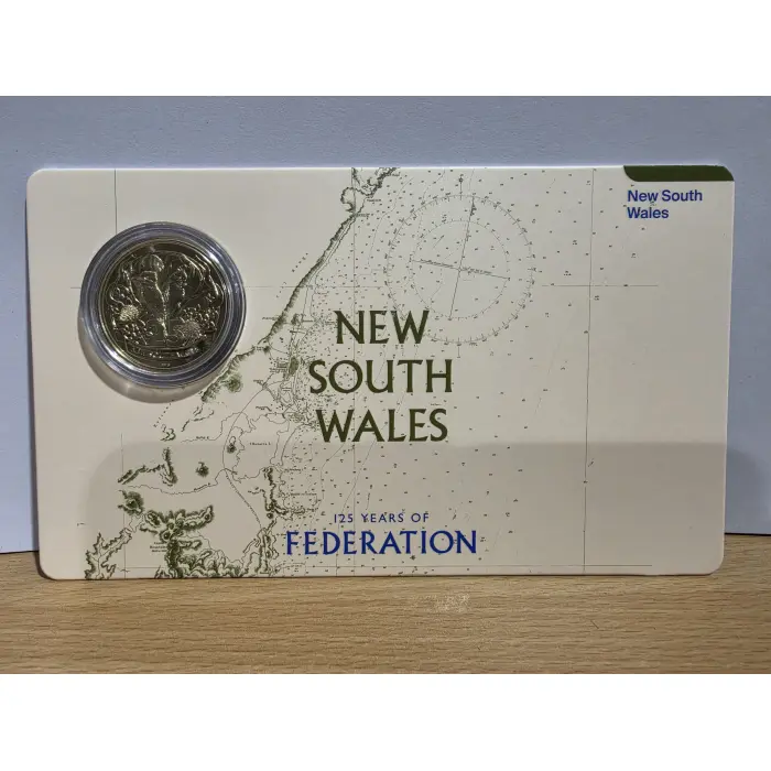 2026 125 years of Federation 25c coin on card NSW, QLD and VIC
