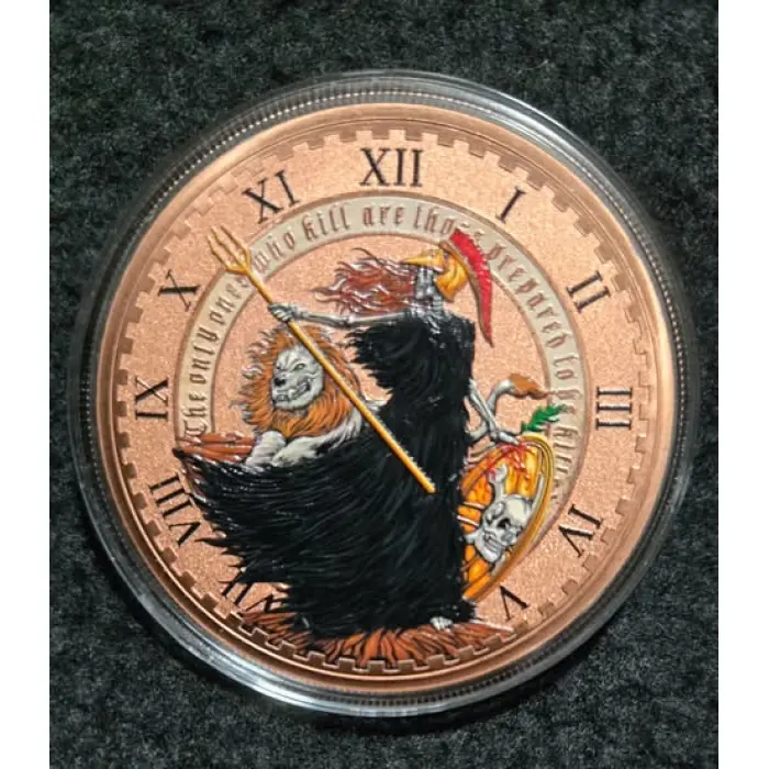 Copper Bullion - 5 oz fine .999 round - Clock/Reaper.