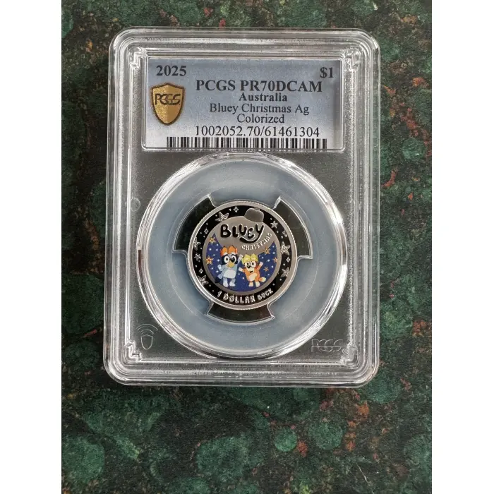 2025 $1 Silver Proof Christmas Bluey - Graded Top of the Pops - PR70DCAM