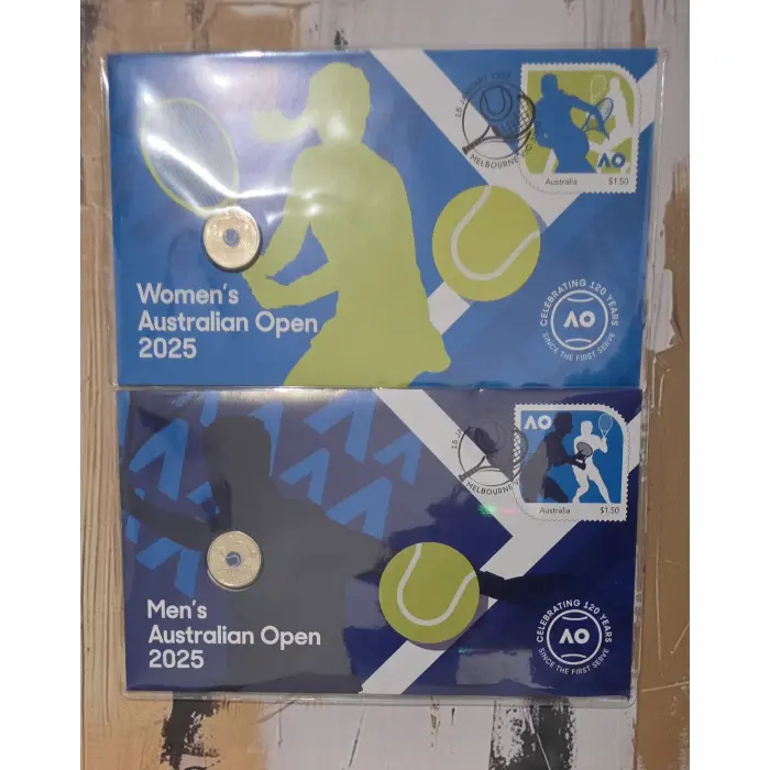 2025 Men's and Women's Australian Open Tennis Coin and Stamp PNC