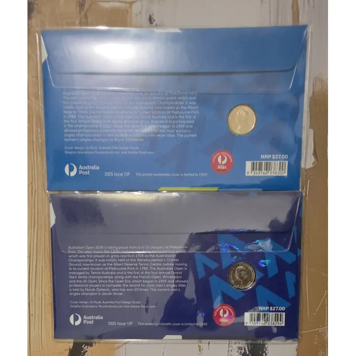 2025 Men's and Women's Australian Open Tennis Coin and Stamp PNC