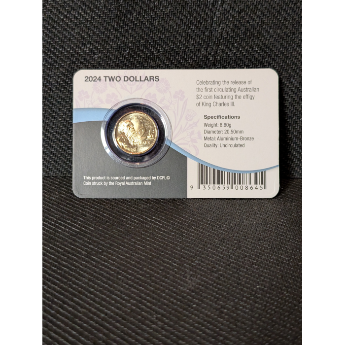 2024 $2 First Year Of Issue King Charles III Commemorative Carded Coin UNC