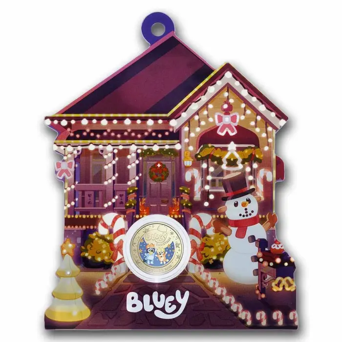 2025  $1 Bluey Christmas Uncirculated  Coloured Carded Coin