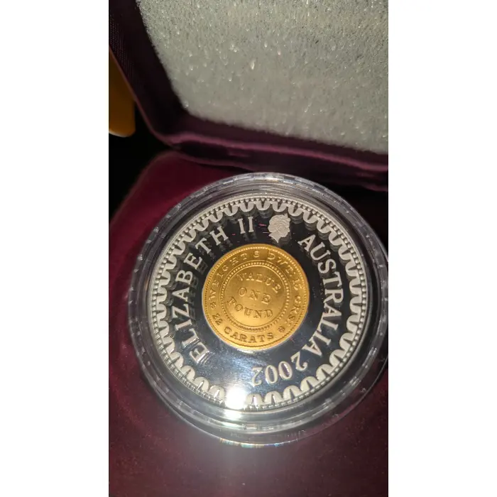 $10 2002 Adelaide Pound 150th Ann. Gold Plated Silver Proof