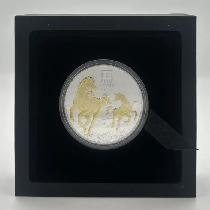 2026 Australia Year of the Horse 1oz Silver Gilded Coin - Perth Mint