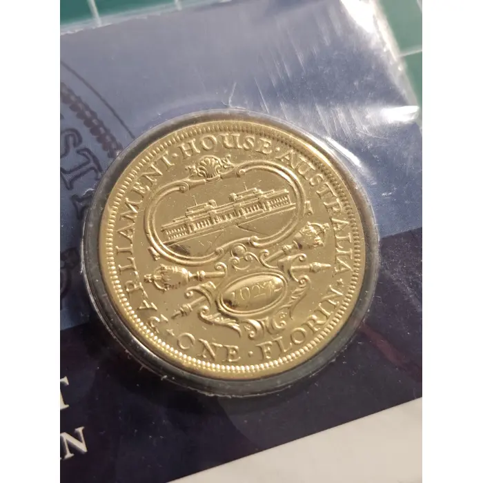 Downies carded gold plated Canberra Florin 