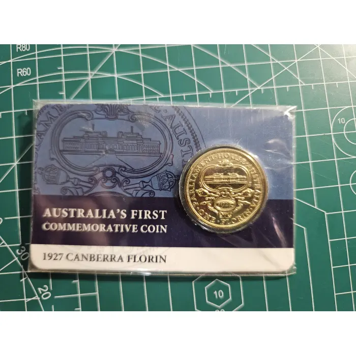 Downies carded gold plated Canberra Florin 