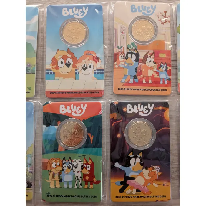 2024 $1 Bluey Dollarbucks 10 Coin Card Set Privy Mark