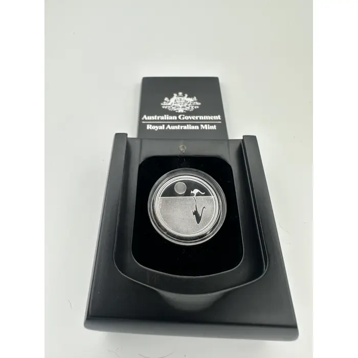 2011 $1 Fine Silver Proof Kangaroo At Sunset