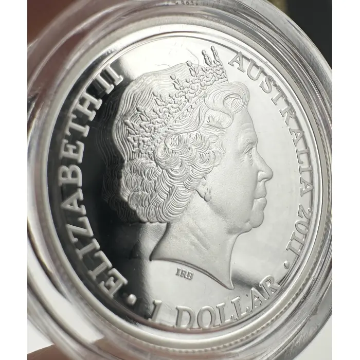 2011 $1 Fine Silver Proof Kangaroo At Sunset