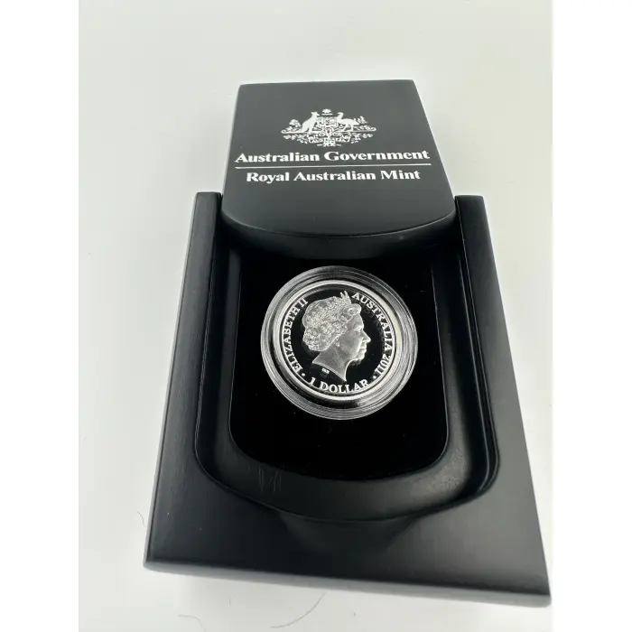 2011 $1 Fine Silver Proof Kangaroo At Sunset