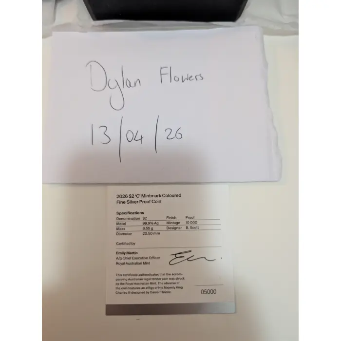 2026 $2 C Mintmark Dawn Service Fine Silver Proof Coin - MILESTONE SERIAL #05000