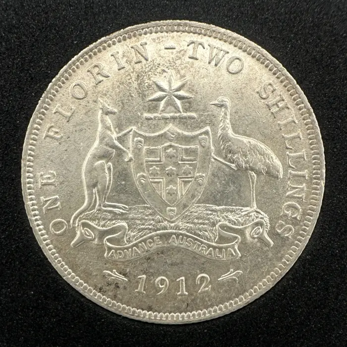 1912 Australian Florin Sterling Silver Coin aXF