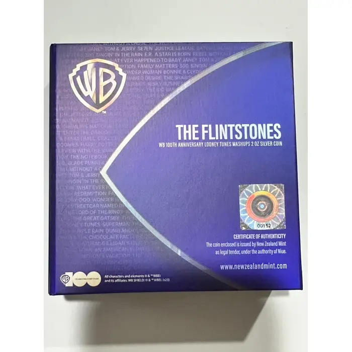 100 years Looney Tunes with Flinstones Mashup  2oz Silver Shapes Coin