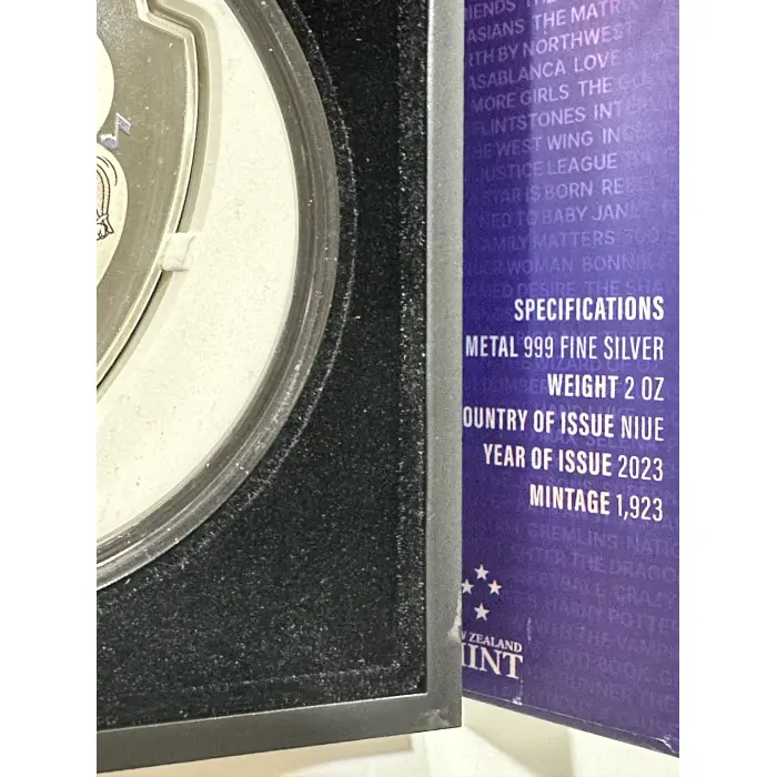 100 years Looney Tunes with Flinstones Mashup  2oz Silver Shapes Coin