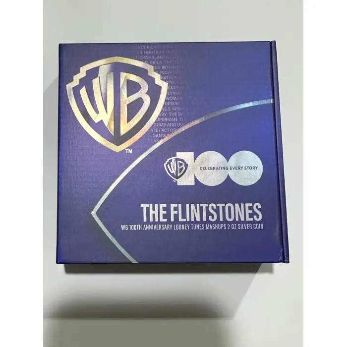 100 years Looney Tunes with Flinstones Mashup  2oz Silver Shapes Coin