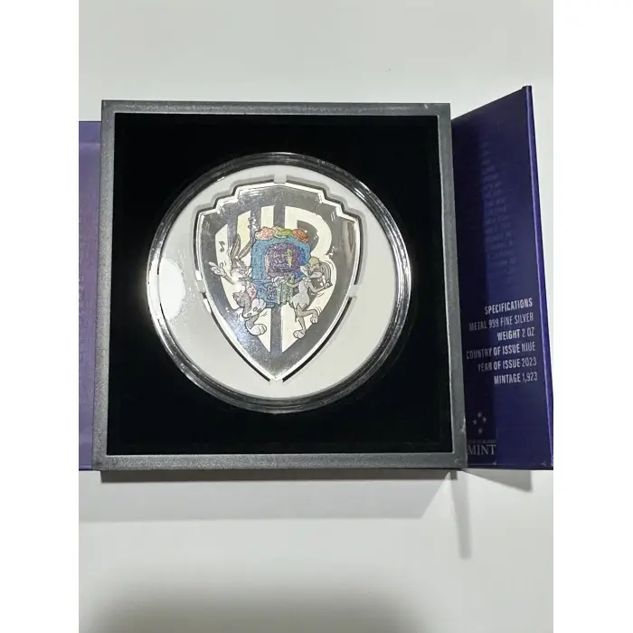100 years Looney Tunes with Flinstones Mashup  2oz Silver Shapes Coin