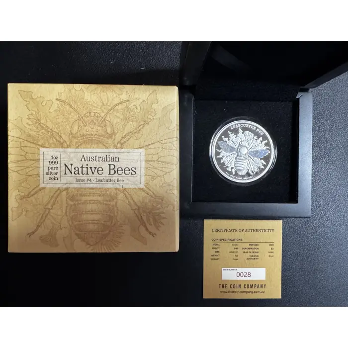 COA 28 - 2026 Australia Native Bees Leafcutter Bee 1oz Silver Proof Coin