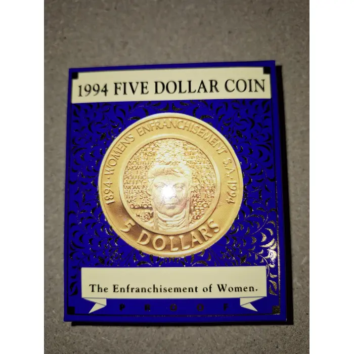 1994 $5 Proof - Commemorating 100 Years of the Enfranchisement of Women in SA