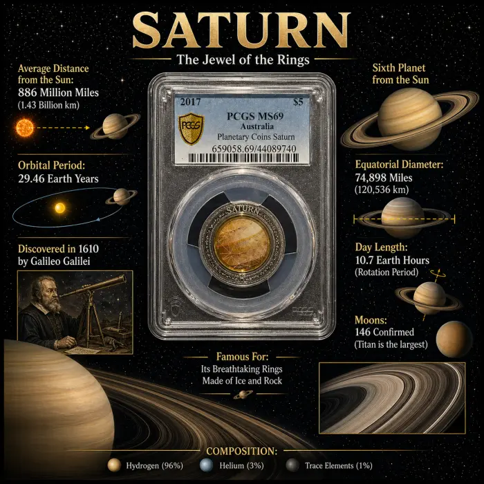 2017 Australian $5 MS69 Planetary Coins Saturn PCGS