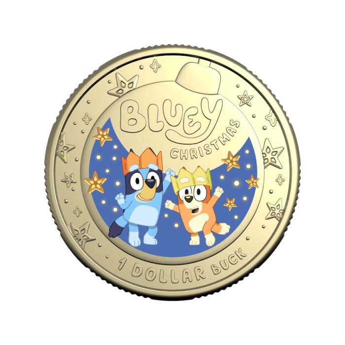 2025 Bluey $1 UNC Coloured Christmas Coin