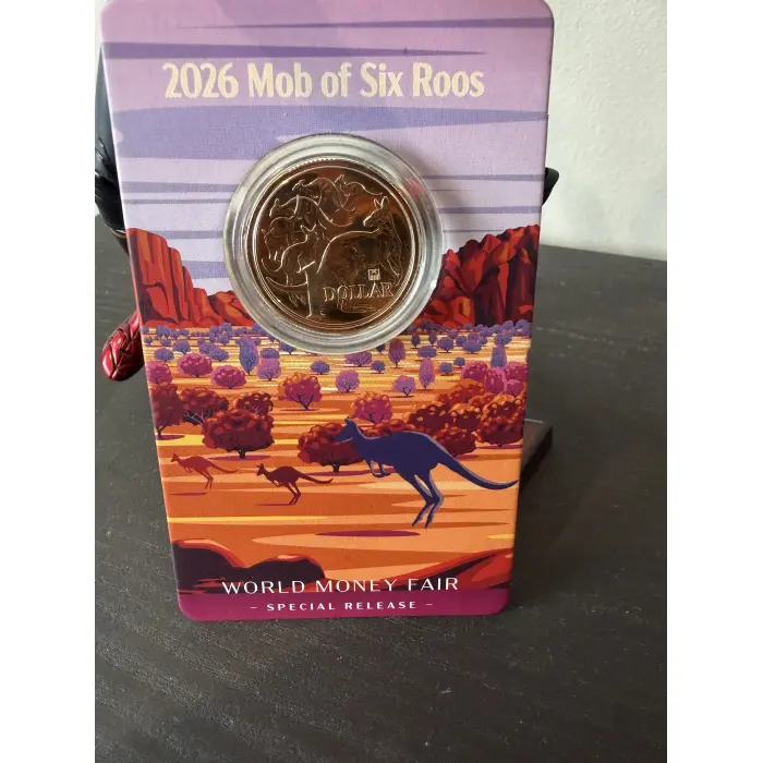 2026 $1 BERLIN WMF MOB OF 6 ROOS BRANDENBURG GATE PRIVY MARK CARDED COIN