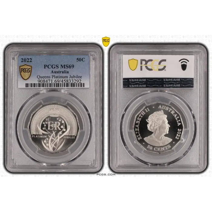 2022 - PCGS MS69 Elizabeth II Platinum Jubilee 50c