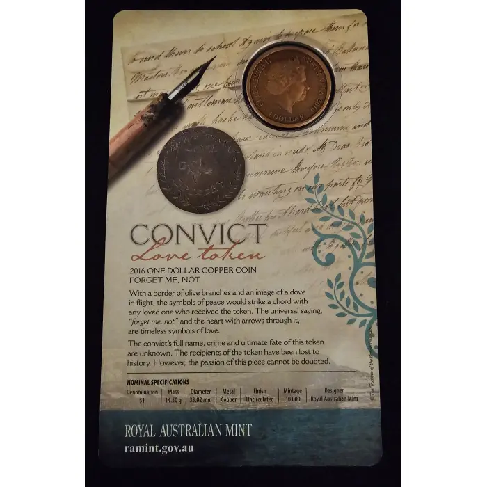 2016 Convict Love Token  "Forget Me Not" $1.00 RAM Card (NCLT) Limited to 10,000