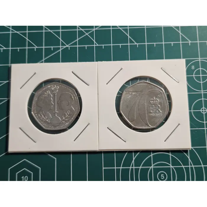Royal 50 pence from 2022, KCIII, QEII