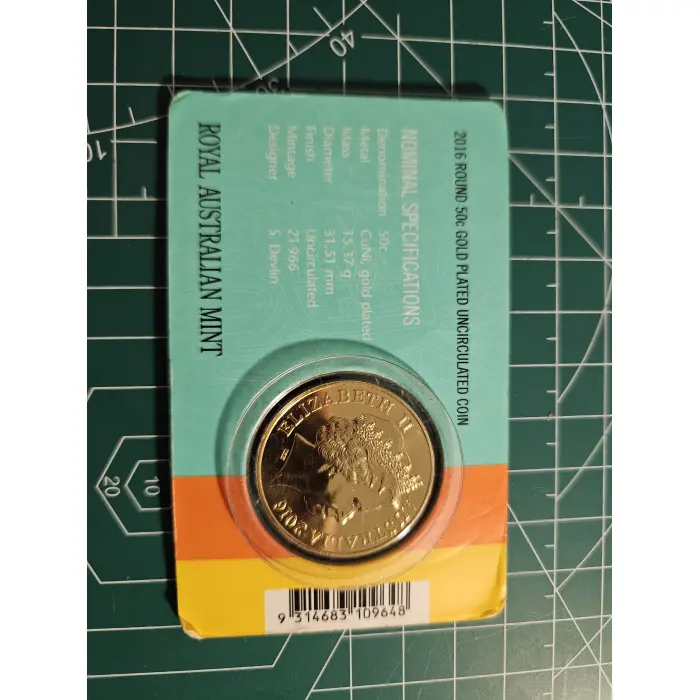 50th Ann of decimal currency round 50 cent