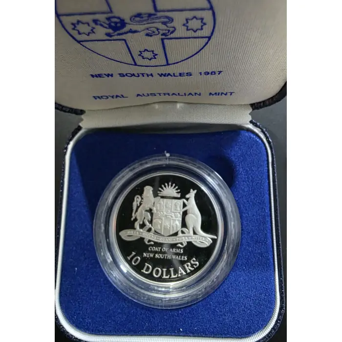 1987 - "New South Wales" - State Series Silver Proof $10 Coin