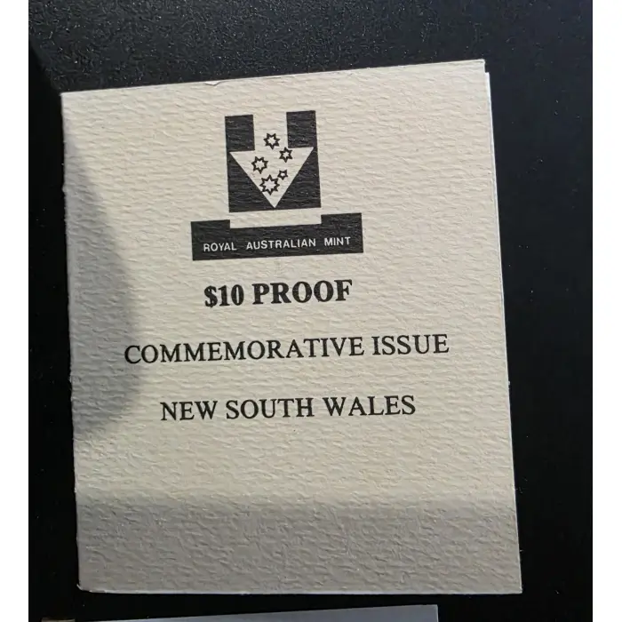 1987 - "New South Wales" - State Series Silver Proof $10 Coin