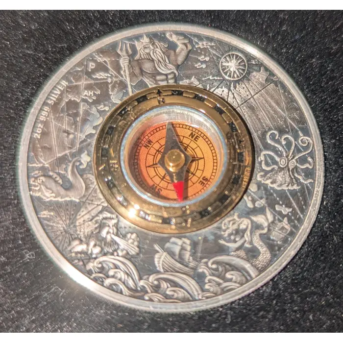 2017 Perth Mint $2 Compass 2oz 99.9% Silver Antiqued Coin