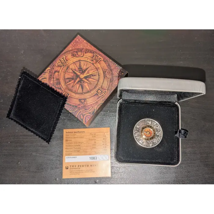 2017 Perth Mint $2 Compass 2oz 99.9% Silver Antiqued Coin