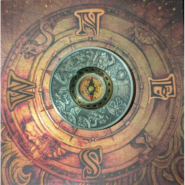 2017 Perth Mint $2 Compass 2oz 99.9% Silver Antiqued Coin