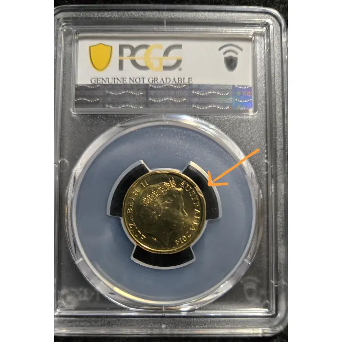 2014 $2 Remembrance Day Green Dove UNC scratched rim.