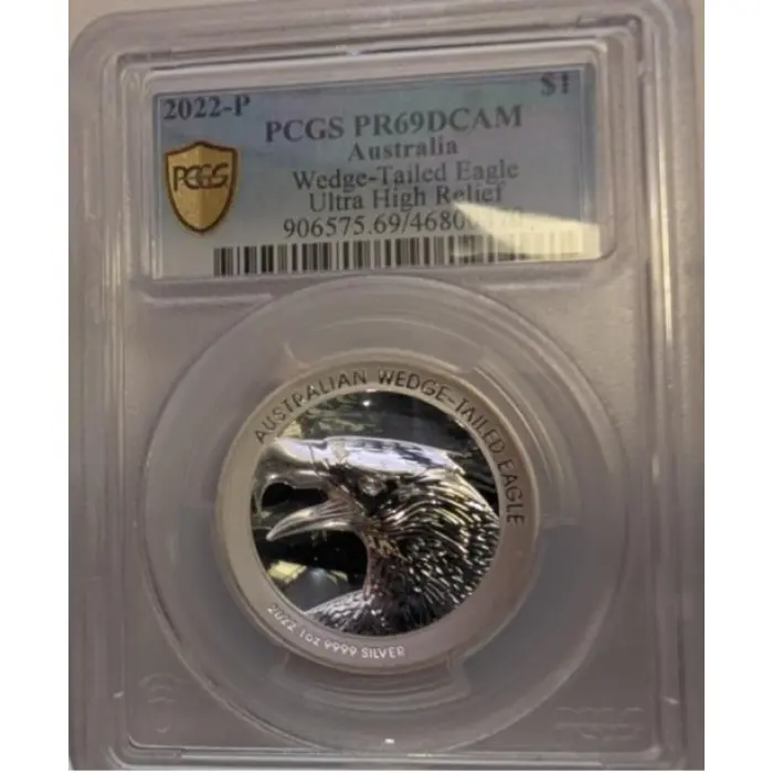 2022 Wedge Tail Eagle,  High Relief Silver - 1oz   999 Silver.    PCGS PR69DCAM