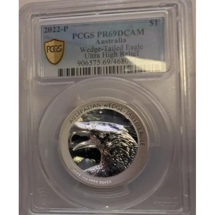 2022 Wedge Tail Eagle,  High Relief Silver - 1oz   999 Silver.    PCGS PR69DCAM