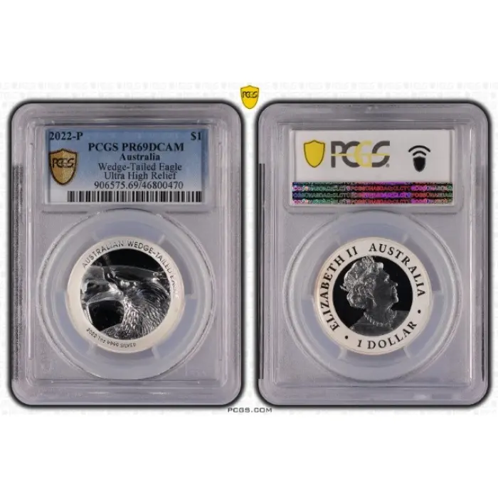2022 Wedge Tail Eagle,  High Relief Silver - 1oz   999 Silver.    PCGS PR69DCAM