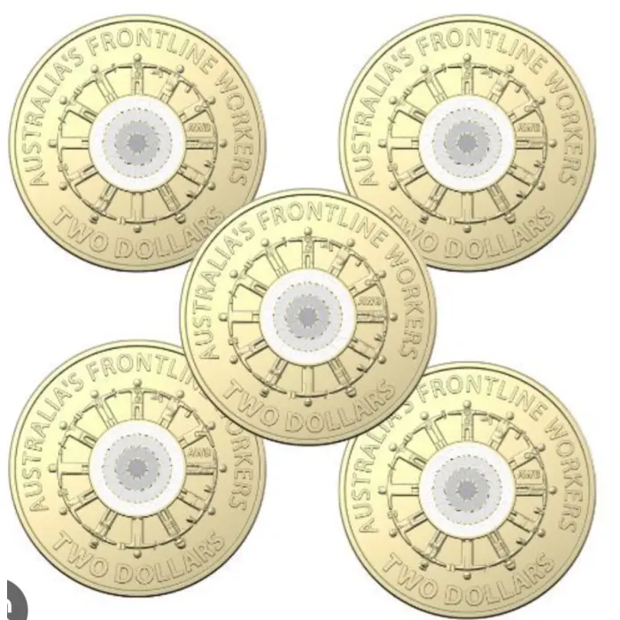 2022 $2, Australia's Frontline workers, ram bag of 5