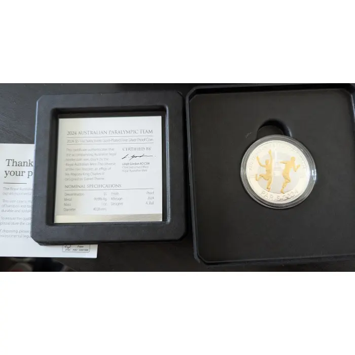 2024 $5 Australian Team – Selectively Gold-Plated 1oz Silver Proof 