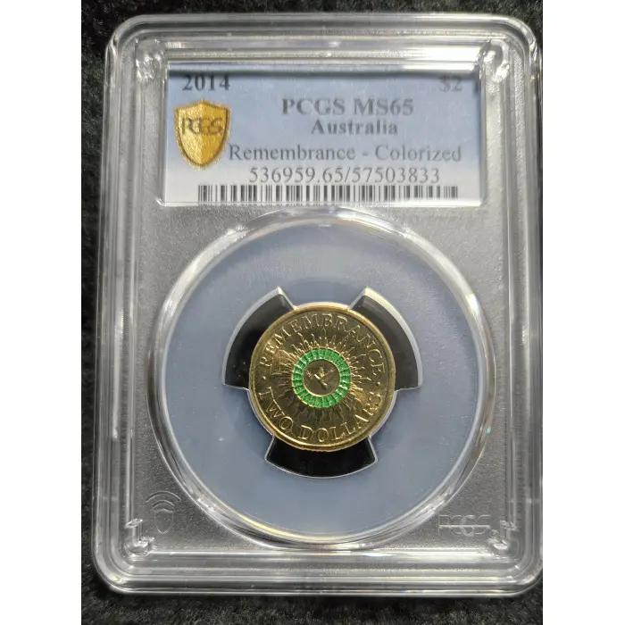 2014 $2 Remembrance Day MS65 Green Dove