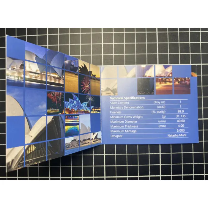 1 Oz 2013 Perth Mint The Land Down Under - Sydney Opera House $1 Fine Silver 
