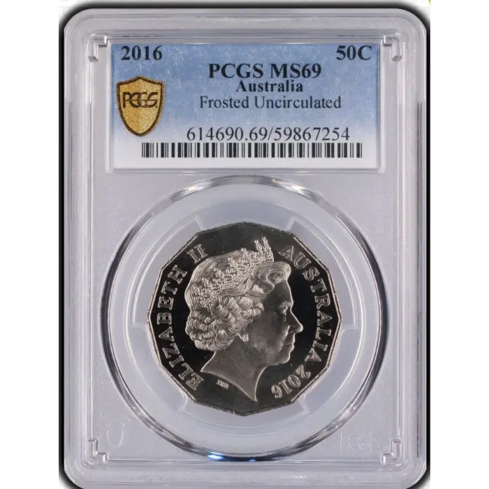 PCGS MS69 2016 Australian 50c Frosted Uncirculated